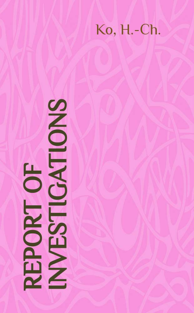 Report of investigations : Enthalpies of formation ...