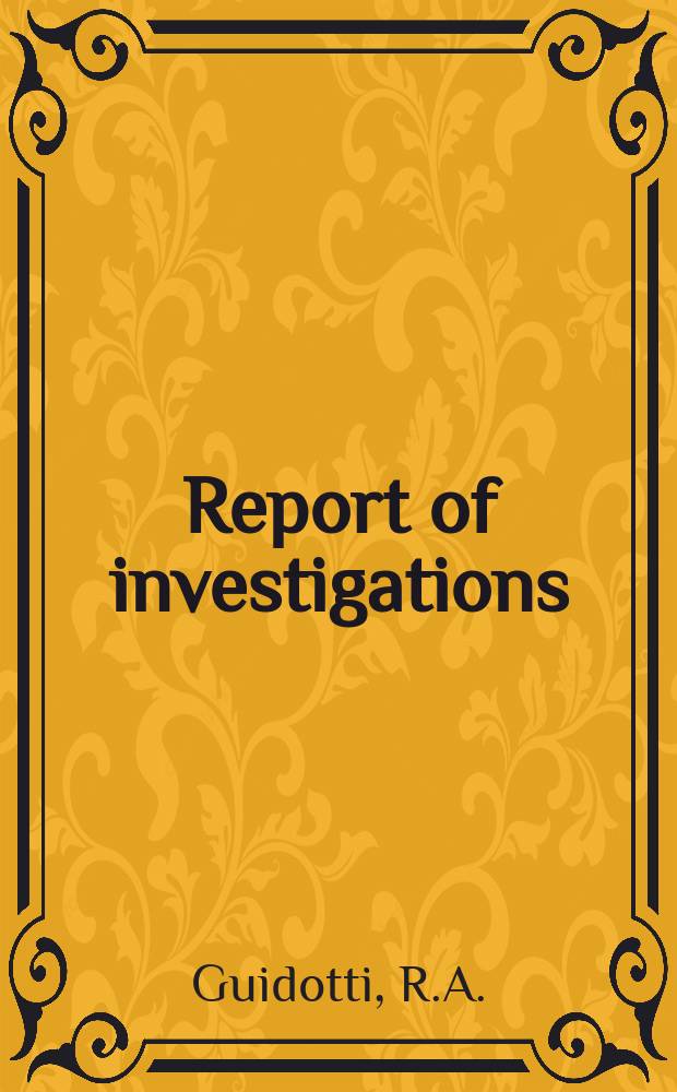 Report of investigations : Nitride intermediates ...