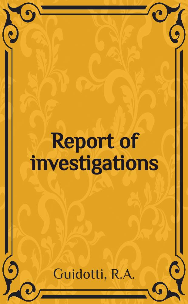 Report of investigations : Nitride intermediates ...