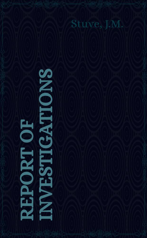 Report of investigations : Thermodynamic properties ...