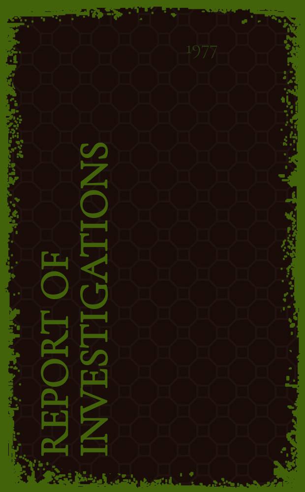 Report of investigations : Electric furnace ...