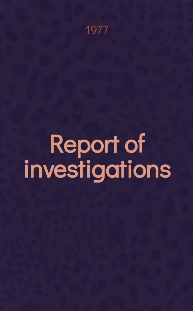 Report of investigations : Hydraulic stimulation ...