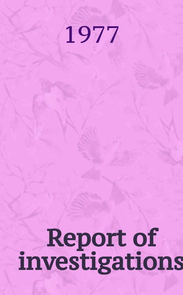 Report of investigations : AC impedance measurements used ...