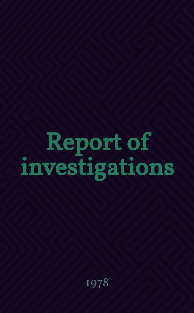 Report of investigations : Computer modelling ...