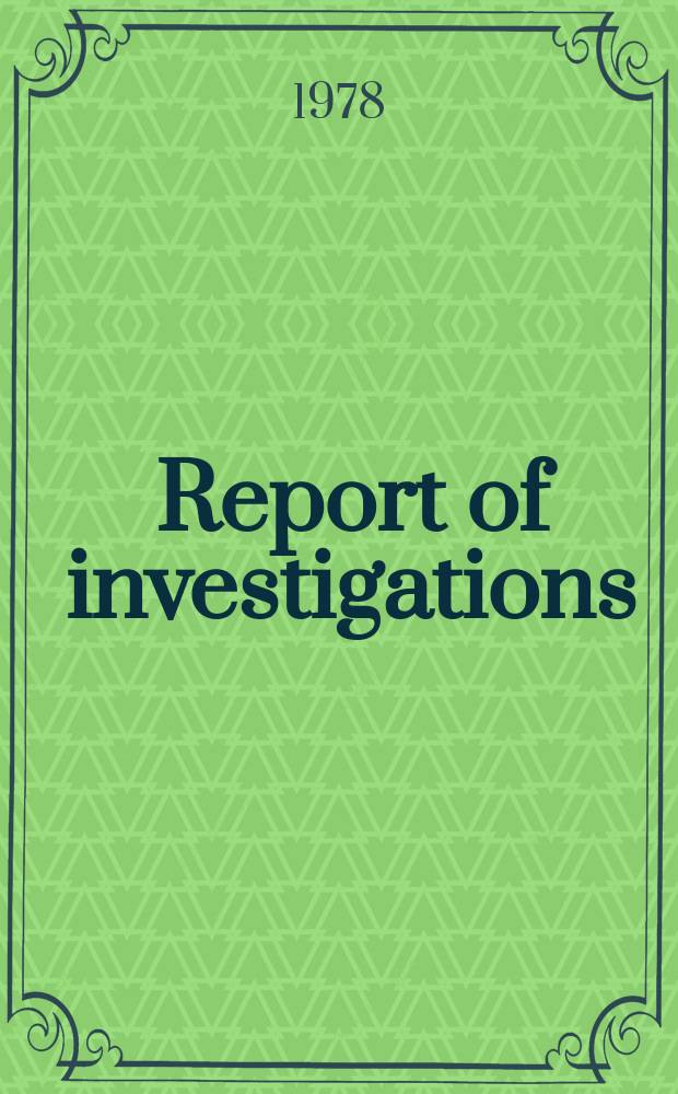 Report of investigations : Bureau of mines research on trailing-cable-fault ...