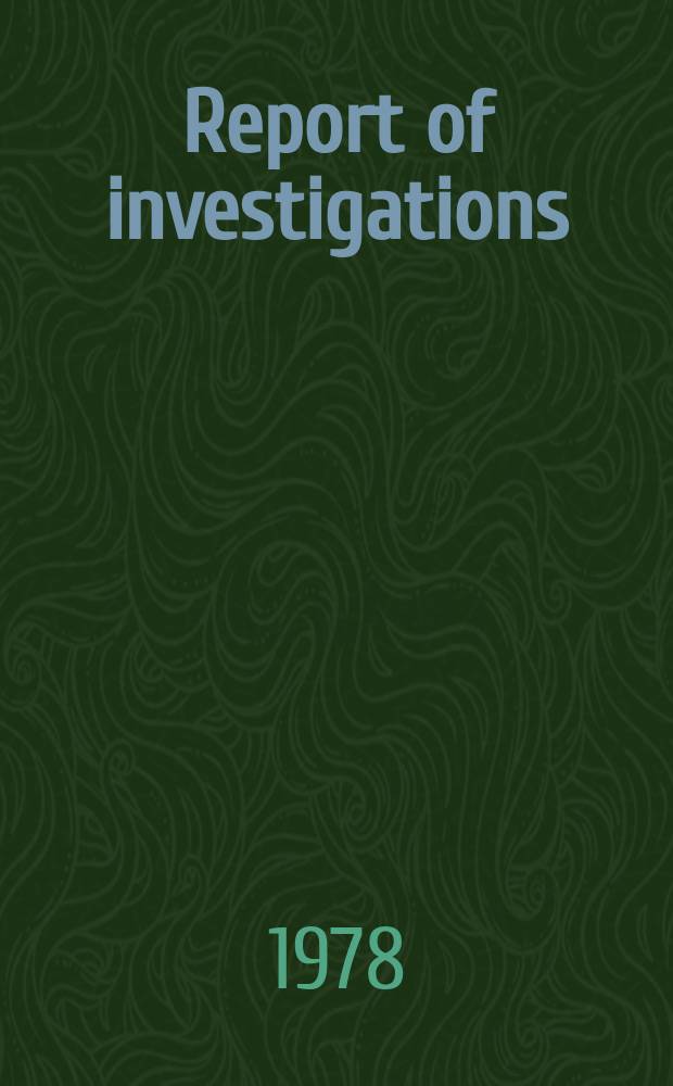 Report of investigations : Cobalt and nickel removal from zinc ...