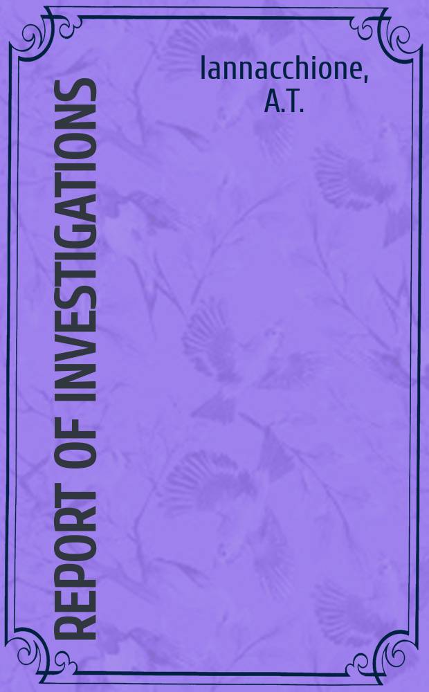 Report of investigations : Geology ...