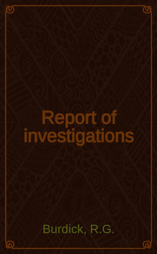 Report of investigations : Development of a method to detect ...