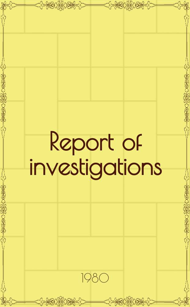 Report of investigations : Adsorption of heavy metal ions by ...