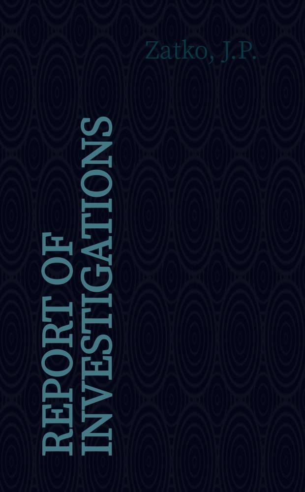 Report of investigations : An environmental evaluation of polyethylene oxide ...