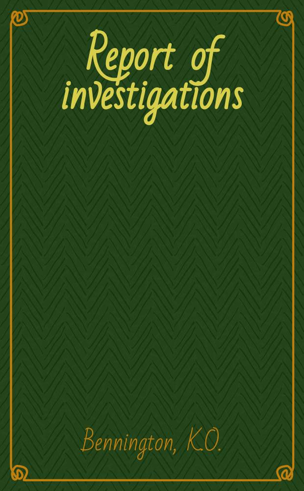 Report of investigations : Thermodynamic properties ...
