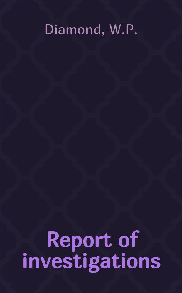 Report of investigations : Direct method ...