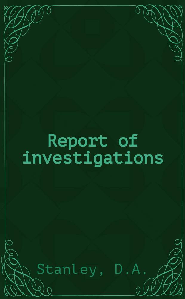 Report of investigations : Treatment of Florida surface waters for use ...