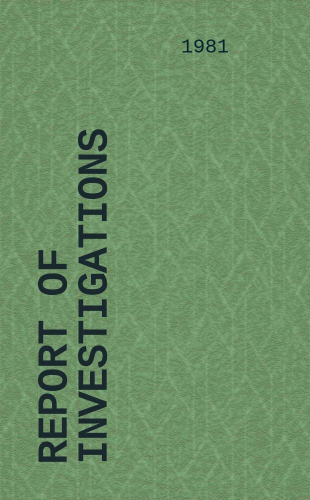 Report of investigations : An investment mold for titanium casting