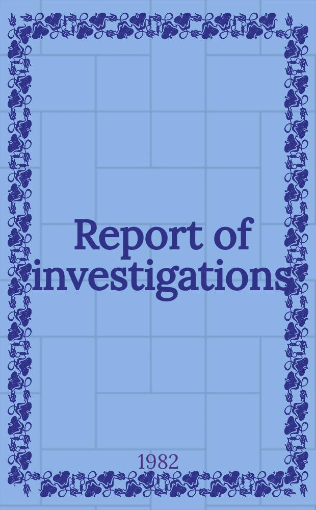 Report of investigations : Assessment of subsidence data ...