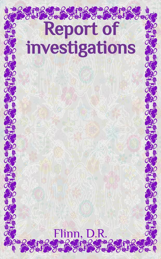 Report of investigations : Electrochemical studies of ...