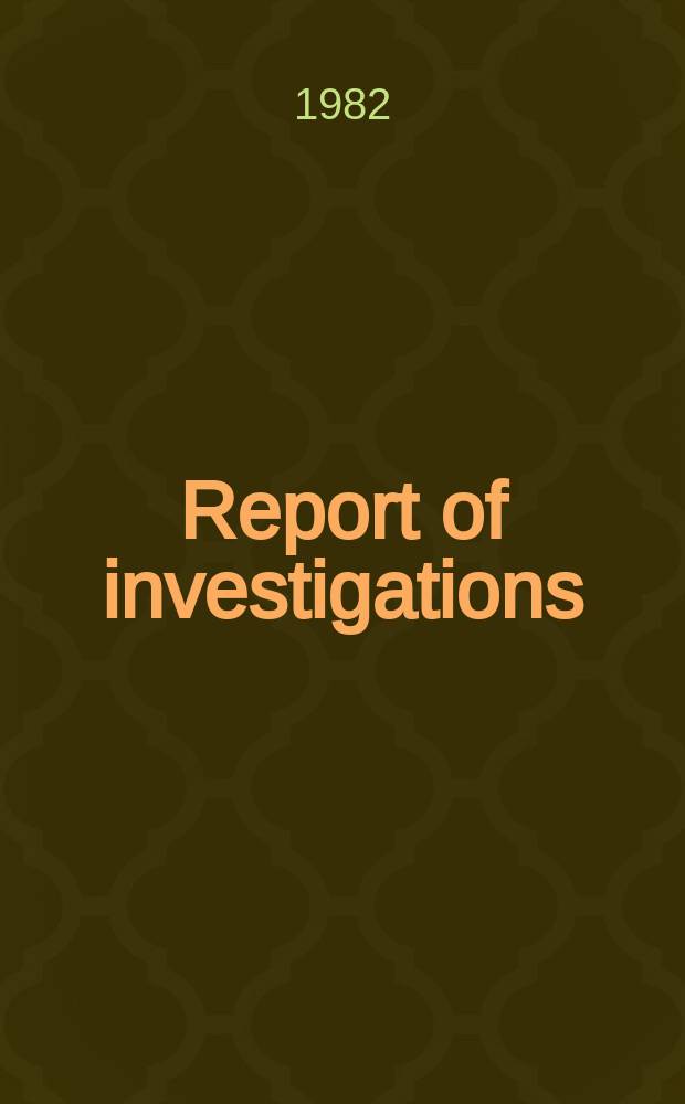 Report of investigations : Recovery of phosphate from Florida phosphate operations ...