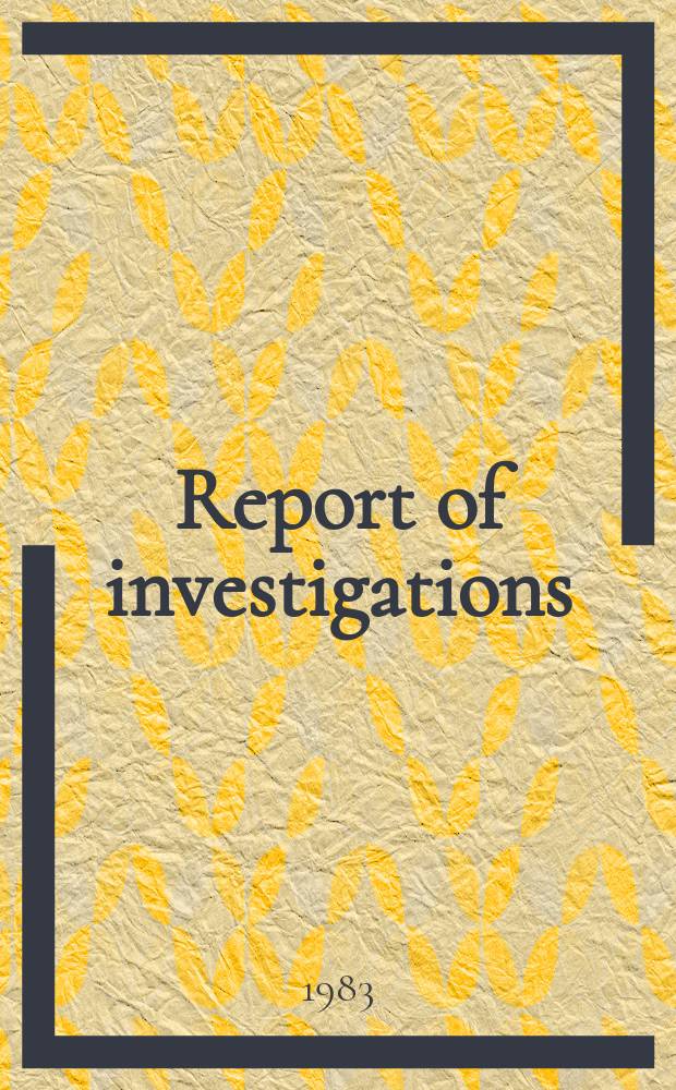 Report of investigations : Alumina miniplant operations ...
