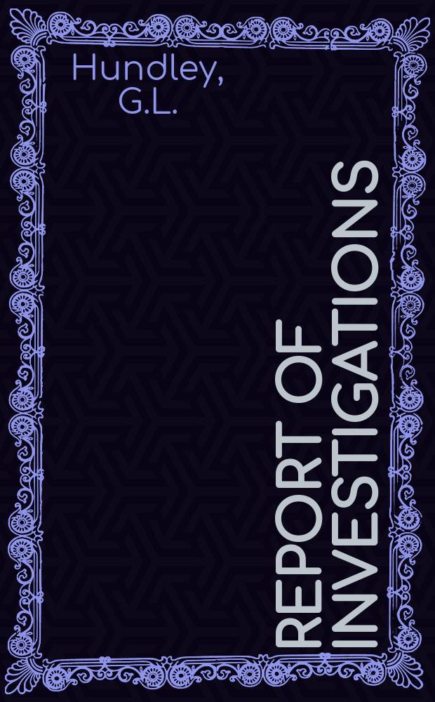 Report of investigations : Solid-liquid separations ...