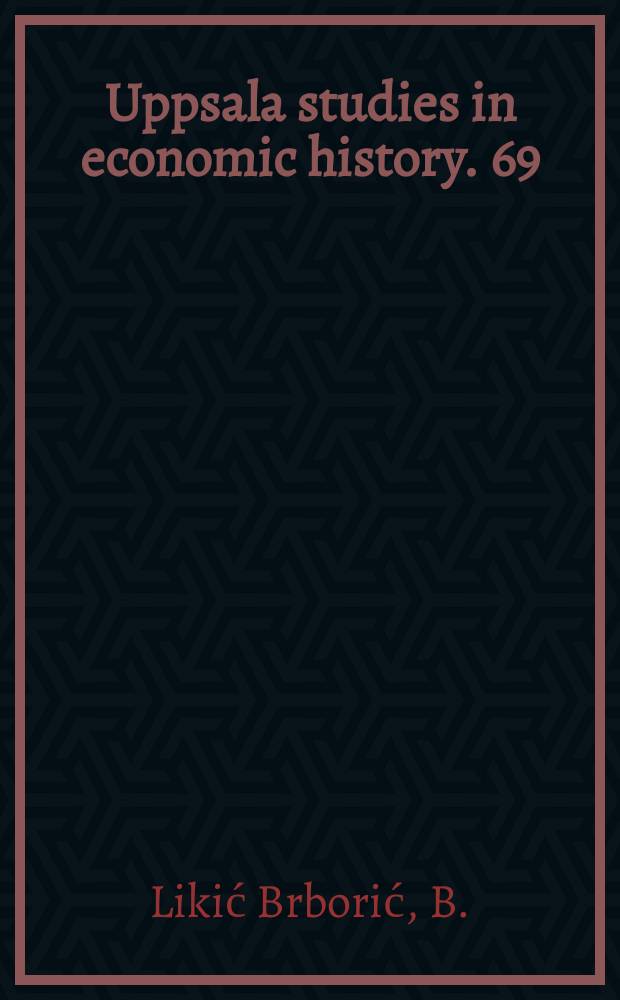 Uppsala studies in economic history. 69 : Democratic governance in the transition ...