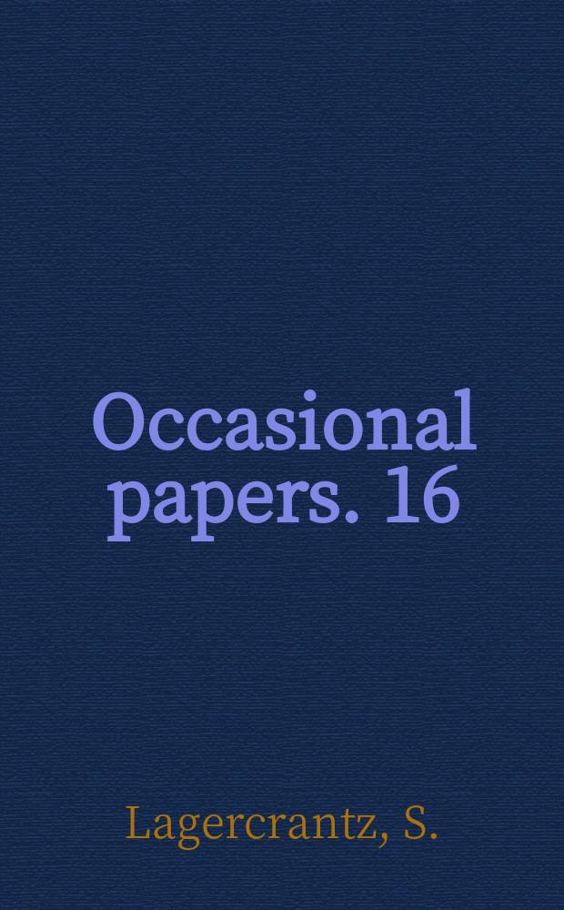 Occasional papers. 16 : The dead man in the tree