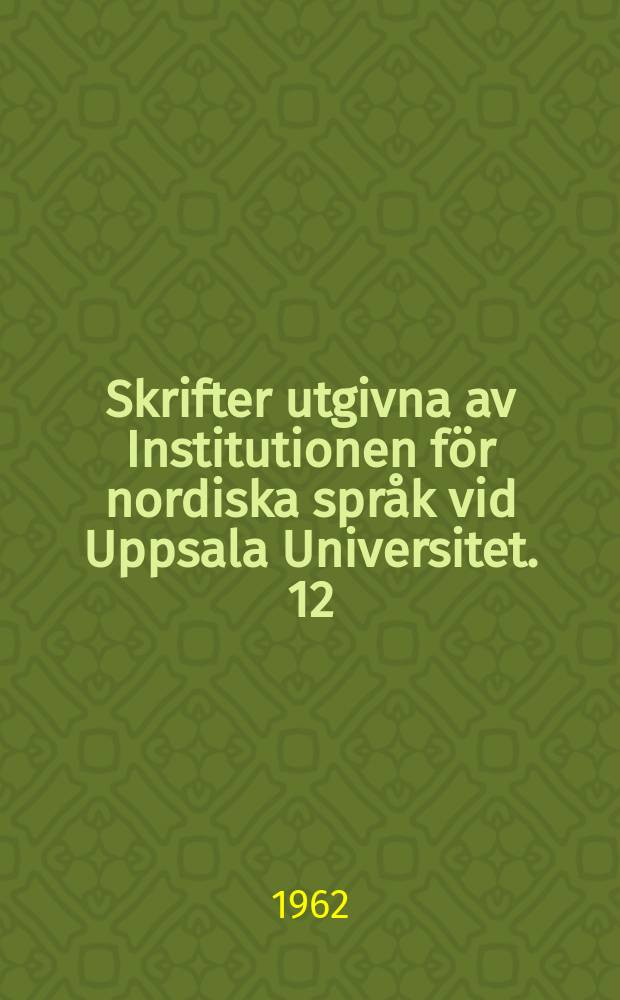 Skrifter utgivna av Institutionen f&ouml;r nordiska spr&aring;k vid Uppsala Universitet. 12 : Indledning til svensk metrik
