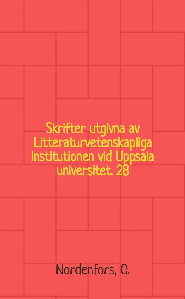 Skrifter utgivna av Litteraturvetenskapliga institutionen vid Uppsala universitet. 28 : "K&auml;nslans kontrapunkt"
