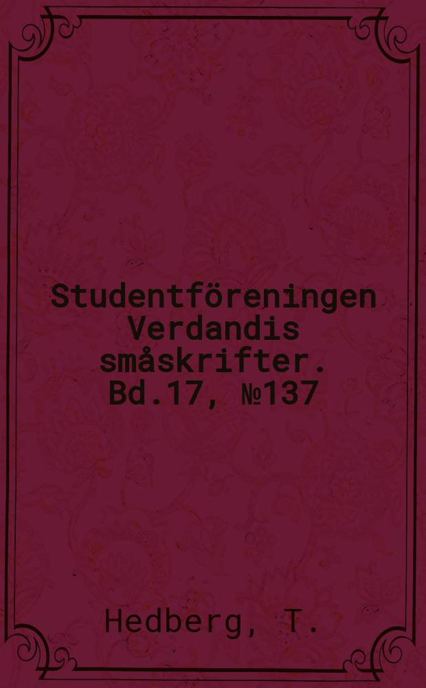 Studentföreningen Verdandis småskrifter. Bd.17, №137 : Anders Zorn