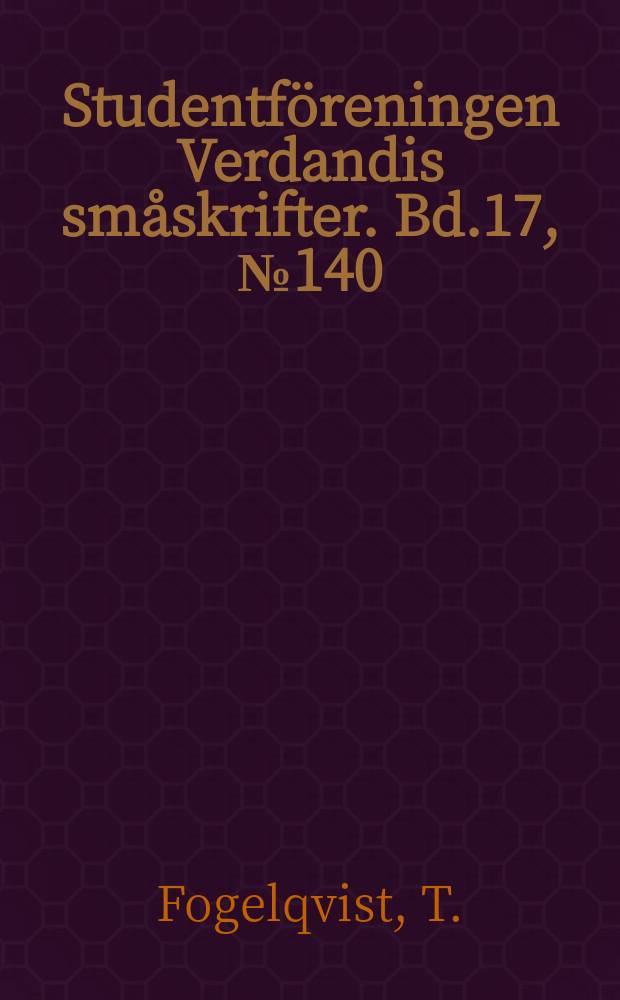 Studentföreningen Verdandis småskrifter. Bd.17, №140 : Henrik Ibsen