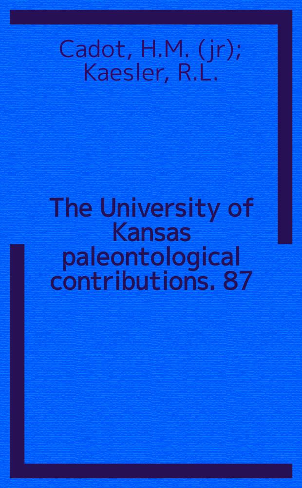 The University of Kansas paleontological contributions. 87 : Magnesium content ...