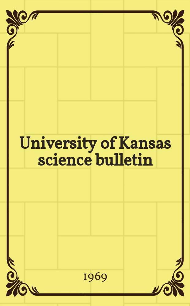 University of Kansas science bulletin : (Continuation of the Kansa university quarterly) Devoted to the publication of the results of research by members of the University of Kansas. Vol.48, №19 : On the status of Caecilia occidentalis Taylor