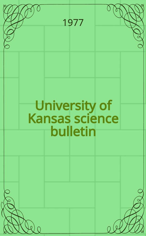 University of Kansas science bulletin : (Continuation of the Kansa university quarterly) Devoted to the publication of the results of research by members of the University of Kansas. Vol.51, №8 : The comparative anatomy of caecilian mandibles ...