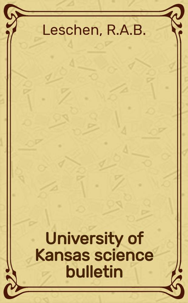 University of Kansas science bulletin : (Continuation of the Kansa university quarterly) Devoted to the publication of the results of research by members of the University of Kansas. Vol.54, №5 : Tenebrionoid-Basidiomycete ...