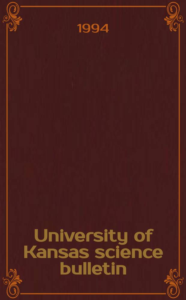 University of Kansas science bulletin : (Continuation of the Kansa university quarterly) Devoted to the publication of the results of research by members of the University of Kansas. Vol.55, №7 : A catalog ...