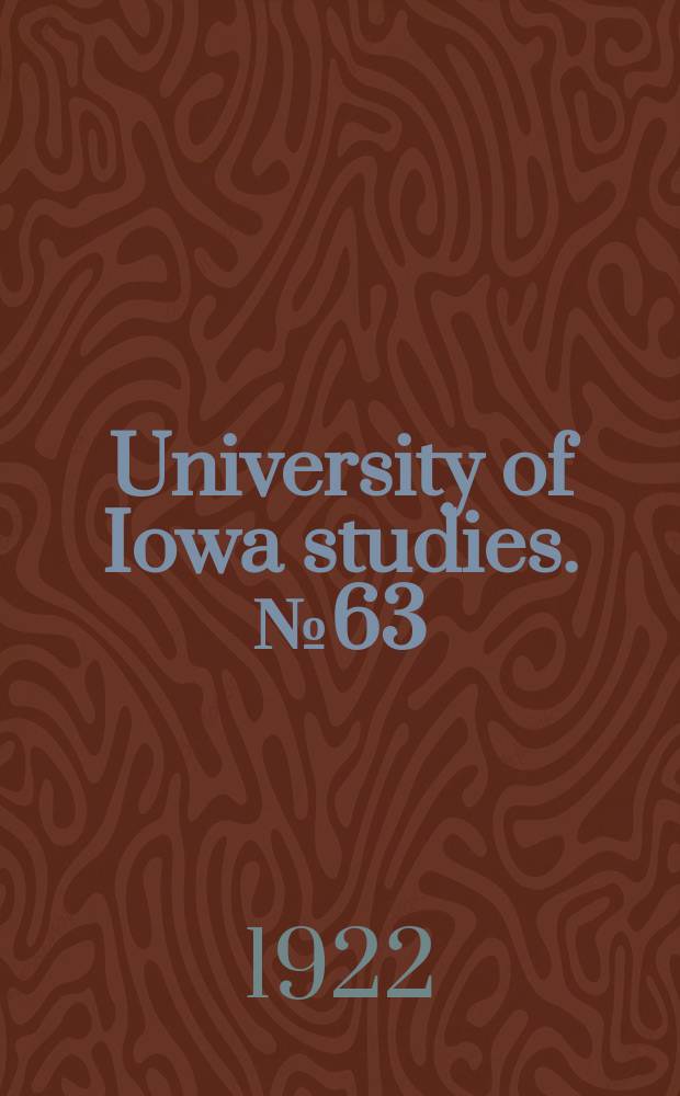 University of Iowa studies. №63 : (Catalogue and price list)