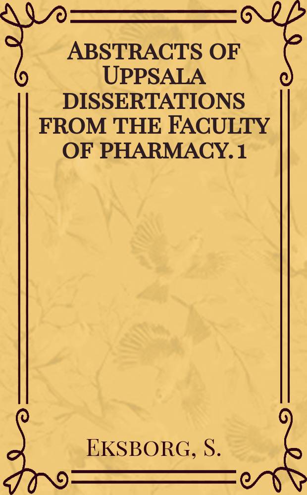 Abstracts of Uppsala dissertations from the Faculty of pharmacy. 1 : Isolation of organic ammonium ions