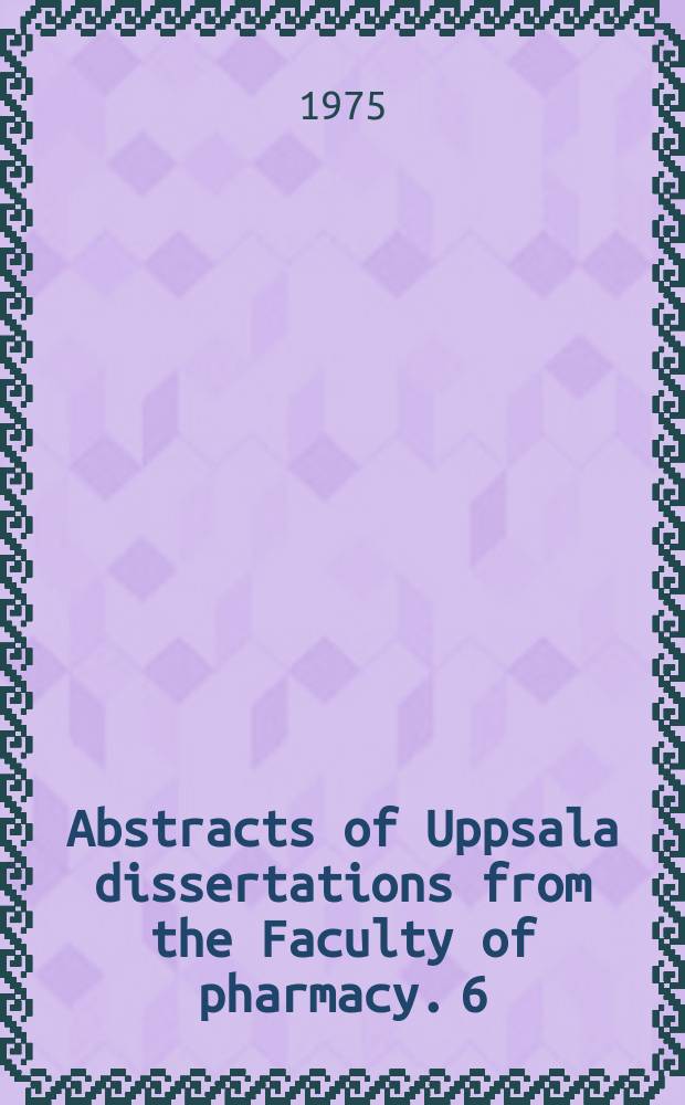 Abstracts of Uppsala dissertations from the Faculty of pharmacy. 6 : Pharmacognostic studies of peyote and ...