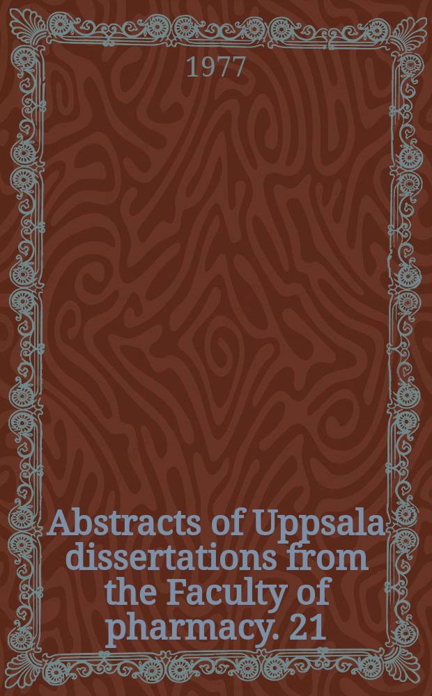 Abstracts of Uppsala dissertations from the Faculty of pharmacy. 21 : Mass transfer of protolytes across aqueous ...