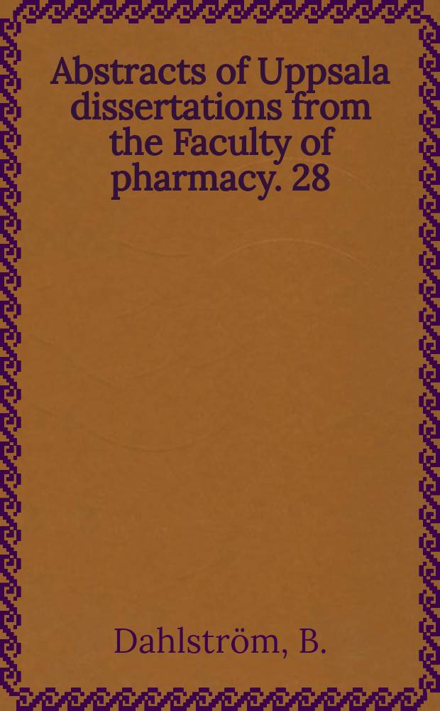 Abstracts of Uppsala dissertations from the Faculty of pharmacy. 28 : Studies on the pharmacokinetics of morphine ...