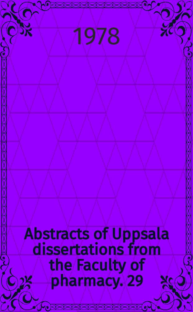 Abstracts of Uppsala dissertations from the Faculty of pharmacy. 29 : Electron capture gas chromatography of organic ...