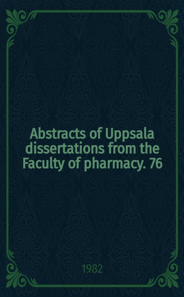 Abstracts of Uppsala dissertations from the Faculty of pharmacy. 76 : Studies on electron capture gas chromatography ...