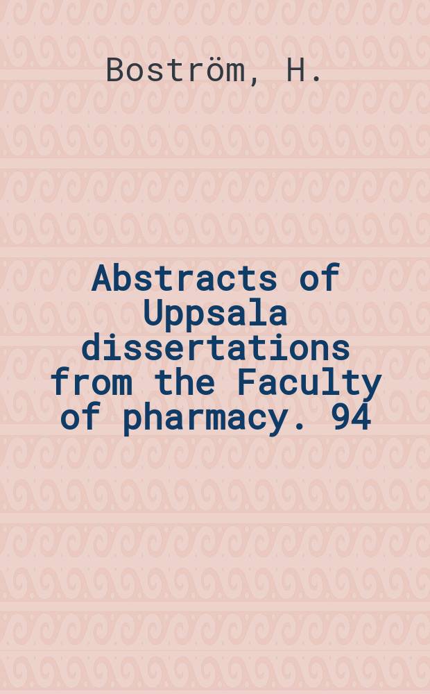 Abstracts of Uppsala dissertations from the Faculty of pharmacy. 94 : Multiple forms of Cytochrome P-450 ...