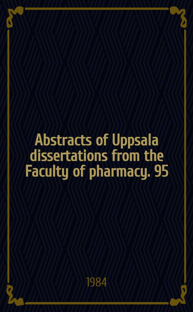 Abstracts of Uppsala dissertations from the Faculty of pharmacy. 95 : Isolation of cytosolic and microsomal ...