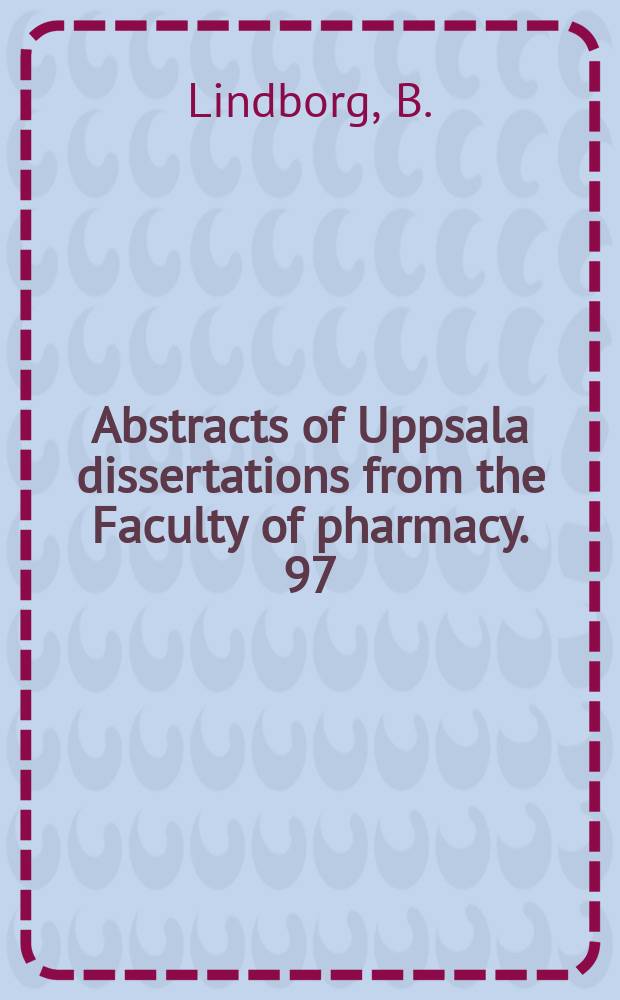 Abstracts of Uppsala dissertations from the Faculty of pharmacy. 97 : Tertiary haloalkylamines ...