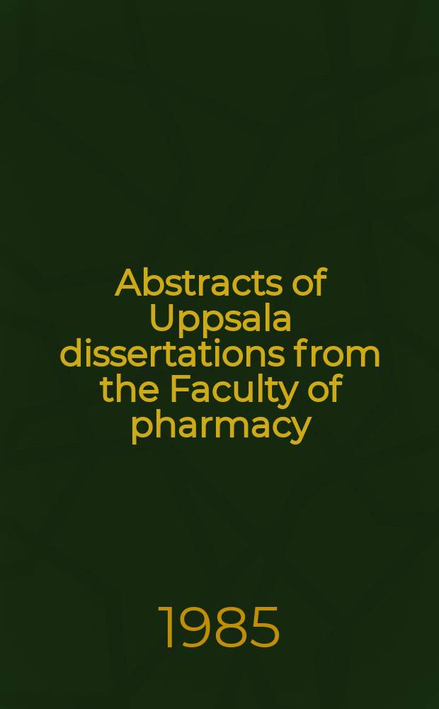 Abstracts of Uppsala dissertations from the Faculty of pharmacy : Metabolism of felodipine