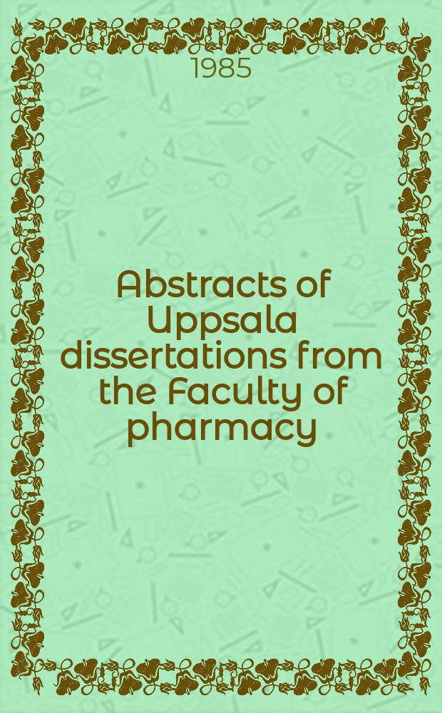 Abstracts of Uppsala dissertations from the Faculty of pharmacy : Disposition of metallic mercury ...