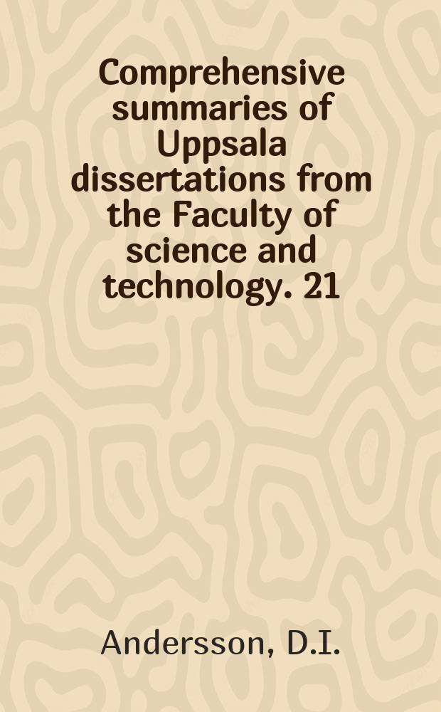 Comprehensive summaries of Uppsala dissertations from the Faculty of science and technology. 21 : Translational accuracy and bacterial growth