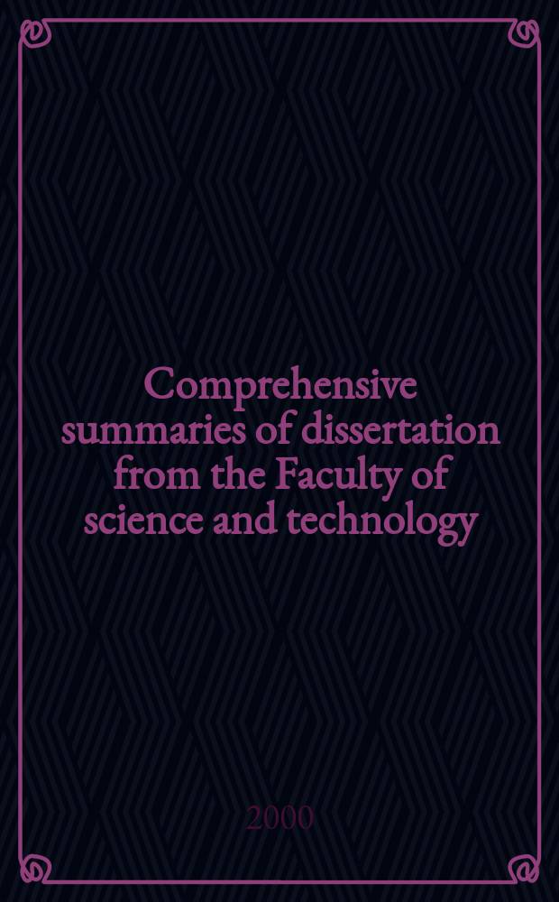 Comprehensive summaries of dissertation from the Faculty of science and technology : Partition chromatography ...