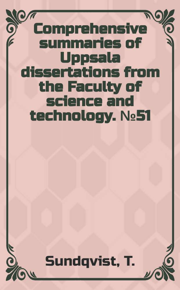 Comprehensive summaries of Uppsala dissertations from the Faculty of science and technology. №51 : Mössbauer spectroscopy