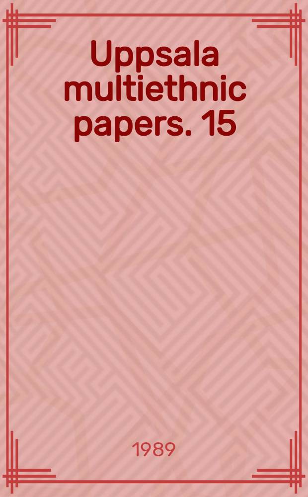 Uppsala multiethnic papers. 15 : Spoken Finnish in urban Sweden